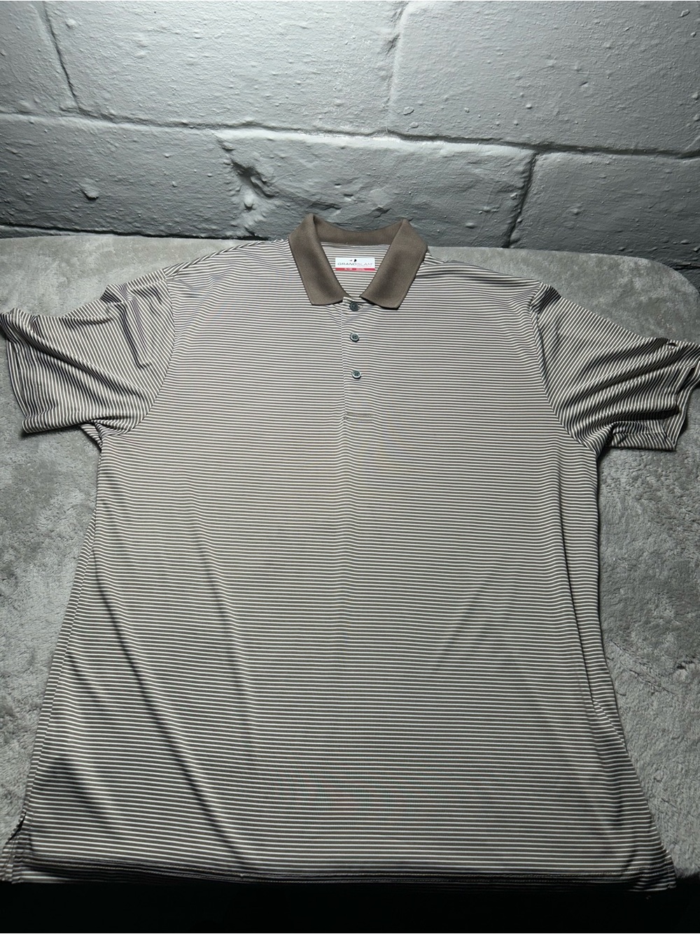 Grand Slam Mens XL Brown White Striped Golf Polo